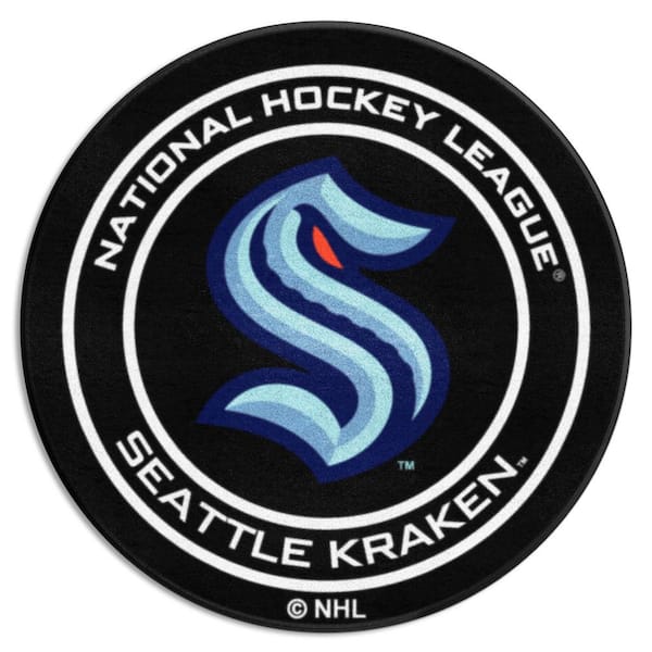 FANMATS Seattle Kraken Black 2 ft. x 2 ft. Hockey Puck Round Area Rug