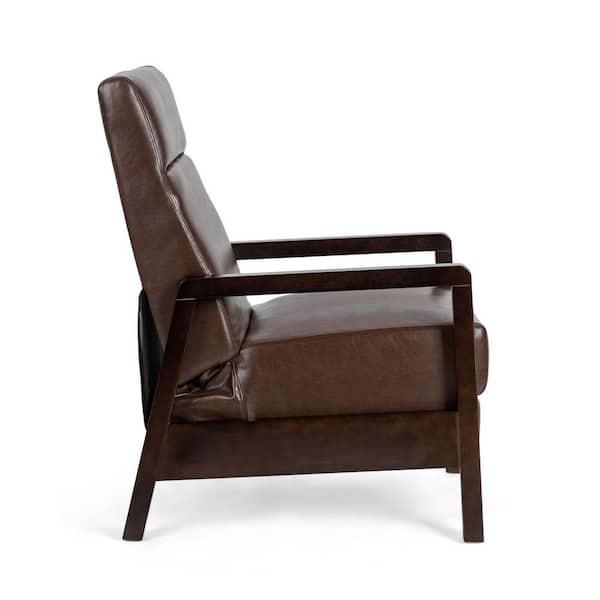 espresso faux leather push back recliner