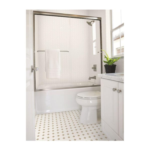 Daltile Matte White Octagon Dot 12 In, White Mosaic Floor Tiles Bathroom