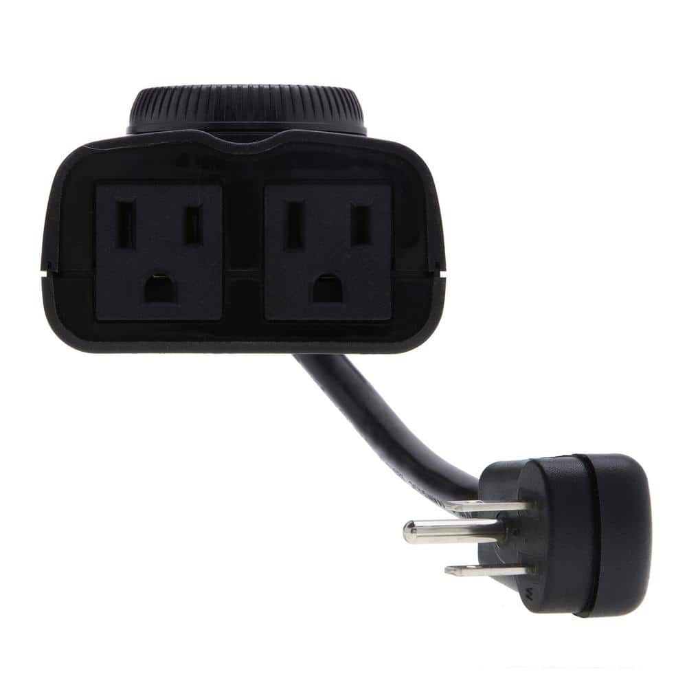 Black Outdoor Digital Plug-In Timer with Photocell Control