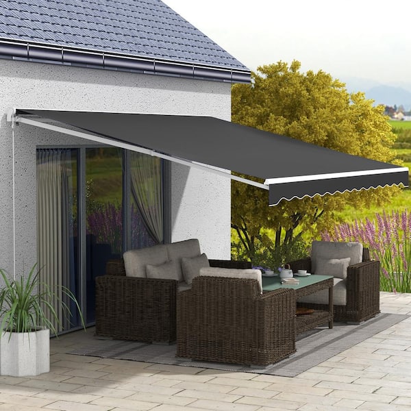 Outsunny 16 ft. x 10 ft. Polyester Retractable Electric Awning