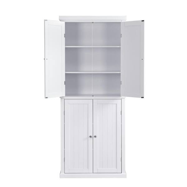 30 in. W x 14 in. D x 72.4 in. H White MDF Freestanding Ready to Assemble  Kitchen Cabinet Storage with 4 Doors wywymnjmnj-24 - The Home Depot