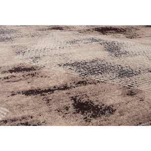 Brown 7 ft. 10 in. x 10 ft. Contemporary Distressed Geometric Area Rug