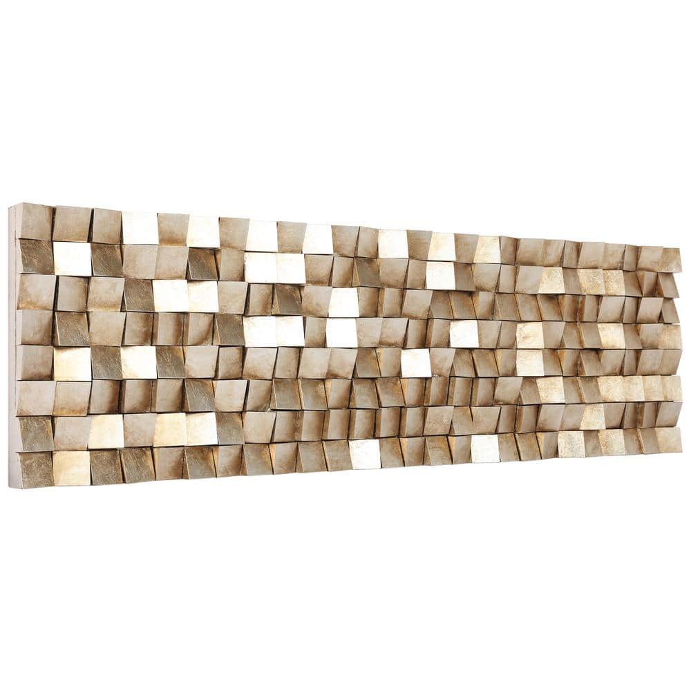 Harvest Light 72" Textured Wooden Block Wall Sculpture