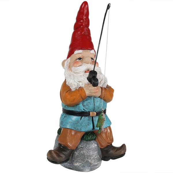 Sunnydaze 12 in. Floyd the Fishing Gnome Garden Statue