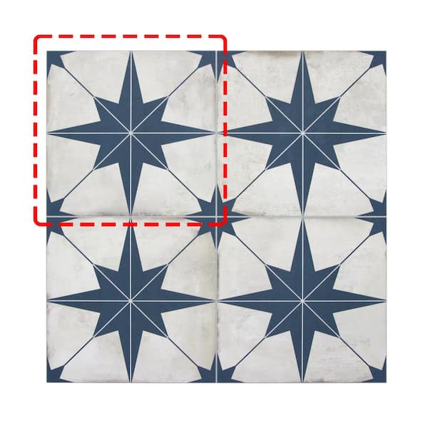 sunwings Patterned Blue 6 in. x 6 in. Stone Peel Composite and Stick Encaustic Backsplash Wall Tile (0.25 sq. ft.)