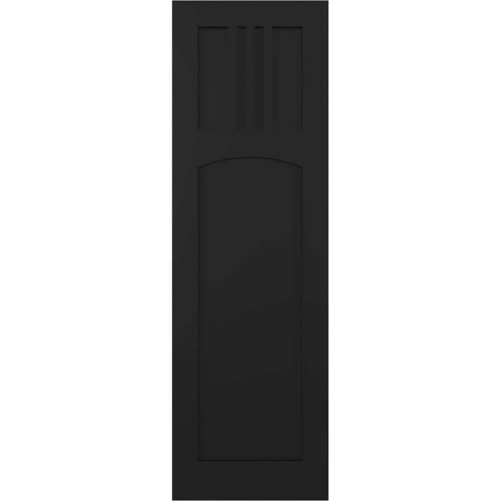 15 in. x 53 in. PVC True Fit San Miguel Mission Style Fixed Mount Flat Panel Shutters Pair in Black price history on PriceWatchPro