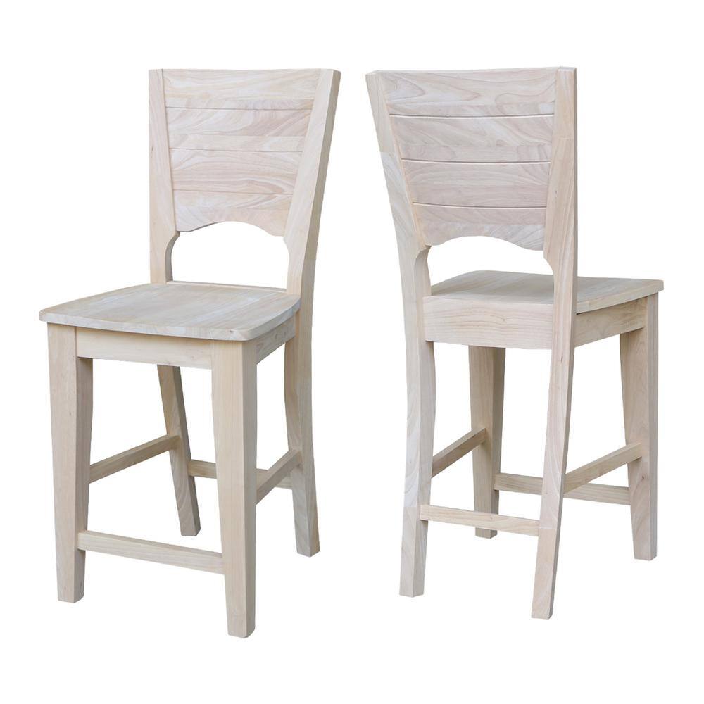 Rustic Farmhouse 24" Solid Wood Counter-Height Stool, Natural Finish