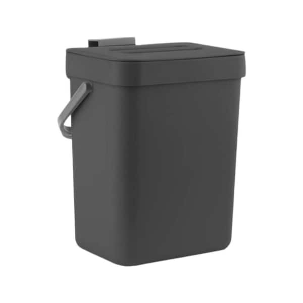 1.3 gal. Countertop Compost Bin with Lid, Hanging Small Trash Can with Handle under Sink for Kitchen Bathroom, RV, Black