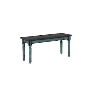 Flores Distressed Teal Bench with Smoke Finished Seat