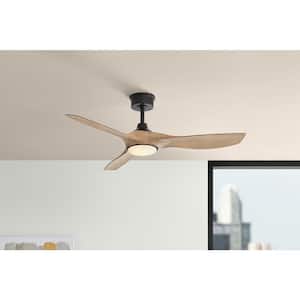 Marlon 52 in. Integrated LED Indoor Natural Iron Ceiling Fan with Greige Oak Blades and Remote Control