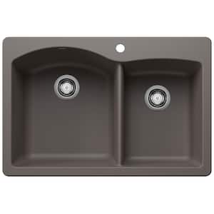DIAMOND 33 in. Drop-In/Undermount Double Bowl Volcano Gray Granite Composite Kitchen Sink