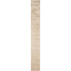 Solid Shag Taupe 20 ft. Runner Rug