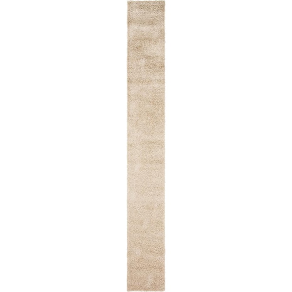 Solid Shag Collection Area Rug (2 ft. 7 in. x 19 ft. 8 in. Runner Taupe)
