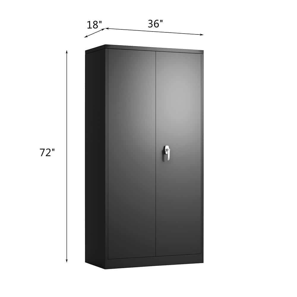 Buy 72 in. Tall Black Metal Storage Cabinet with 2-Doors and 4-Shelves ...