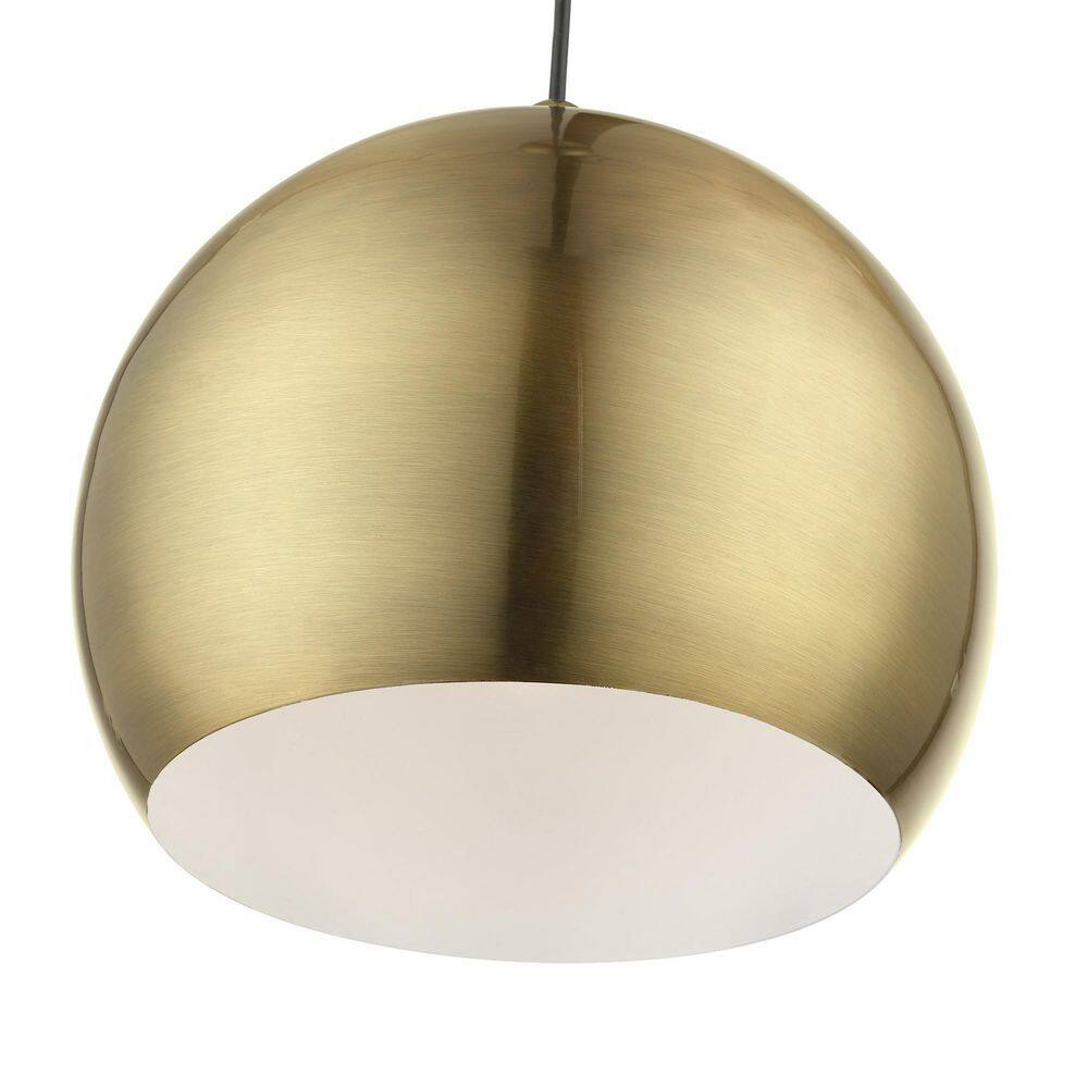 Antique Brass and Polished Brass Globe Pendant Light