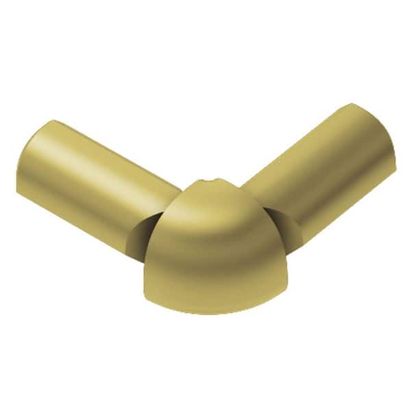 Schluter Rondec Satin Brass Anodized Aluminum 1/2 in. x 1 in. Metal 90 Degree Double-Leg Outside Corner