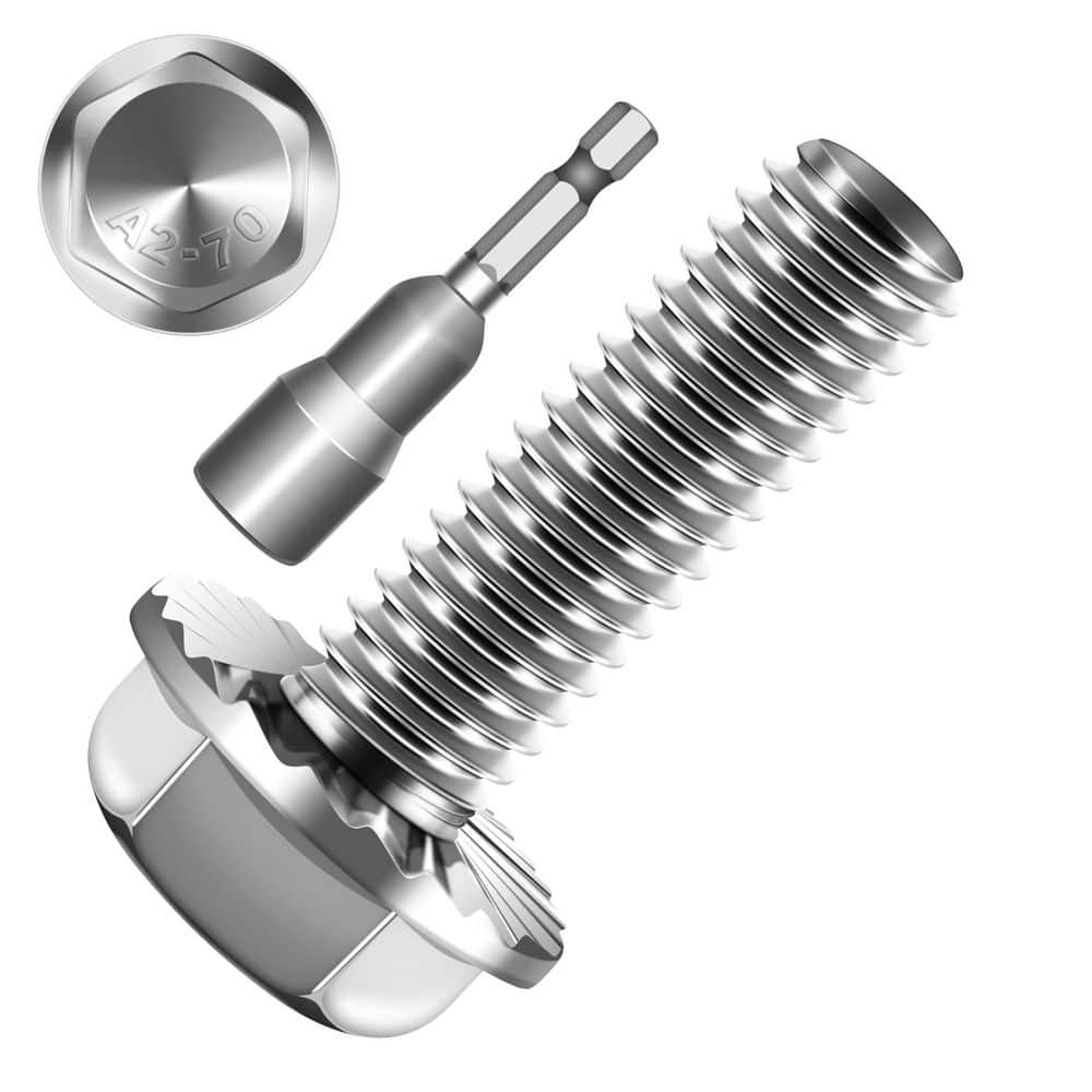 MYWISH M8 x 25 mm Uncoated Flange Bolt with Nuts and Washers (10