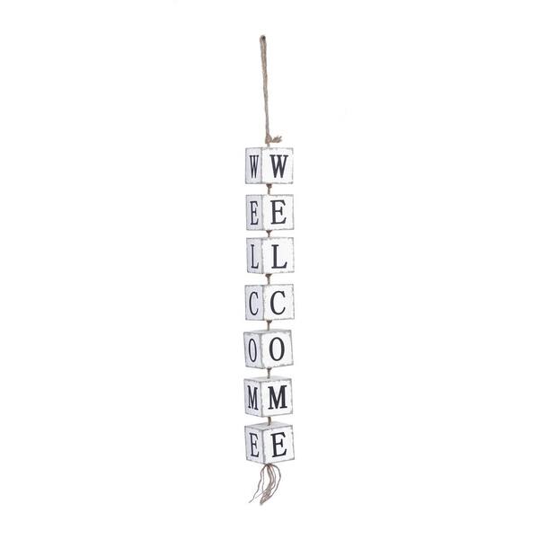 Litton Lane 36 in. x 3 in. White Wood Coastal Wall Decor