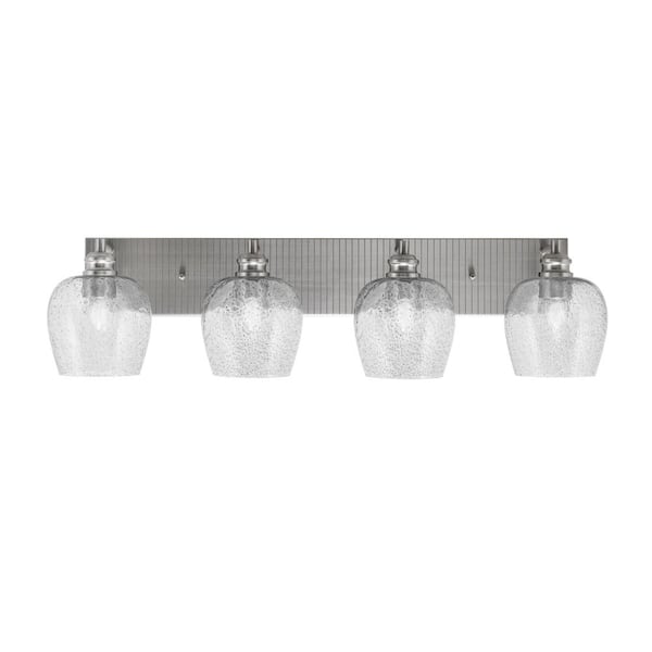 Unbranded Albany 33.25 in. 4-Light Brushed Nickel Vanity Light with Smoke Bubble Glass Shades