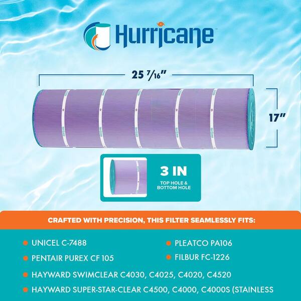 Hurricane 7 in. Dia. Platinum Purple Pool Filter Cartridge (4-Pack
