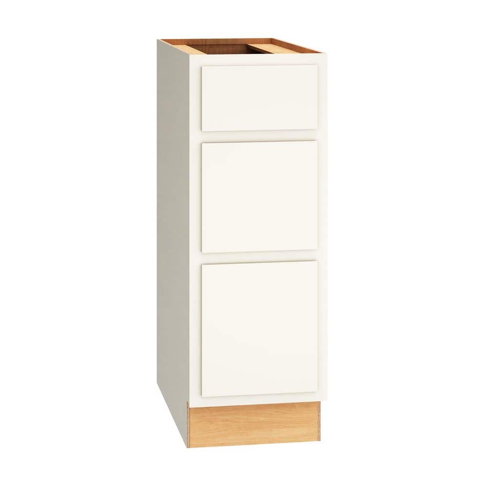 QuickShip Cottage 12 in. W x 24 in. D x 34.5 in. H Assembled 3-Drawer Base Kitchen Cabinet in White Partial Overlay price history on PriceWatchPro