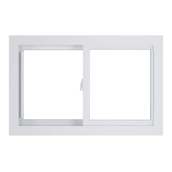 American Craftsman 35.75 in. x 23.25 in. 70 Series Low-E Argon Glass Sliding White Vinyl Replacement Window, Screen Incl