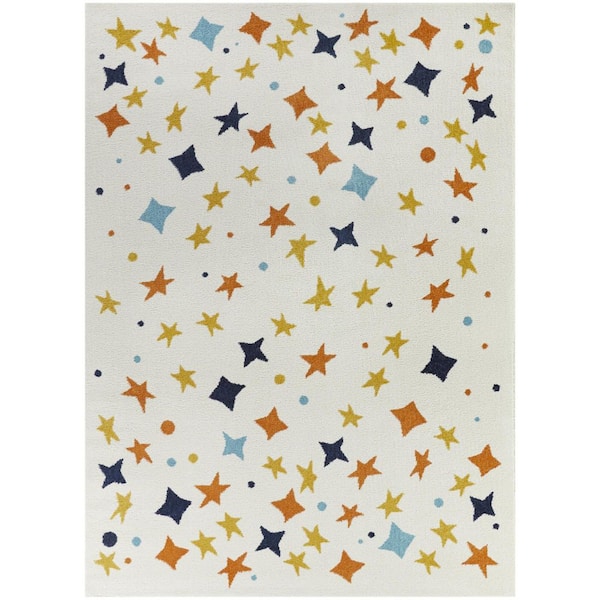 BALTA Starrybright Cream 3 ft. 11 in. x 5 ft. 7 in. Novelty Area Rug