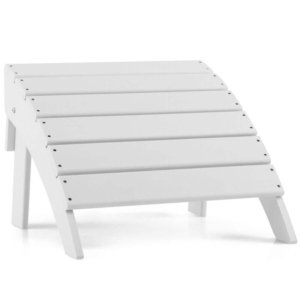 ANGELES HOME Plastic HDPE Outdoor Adirondack Folding Ottoman in White