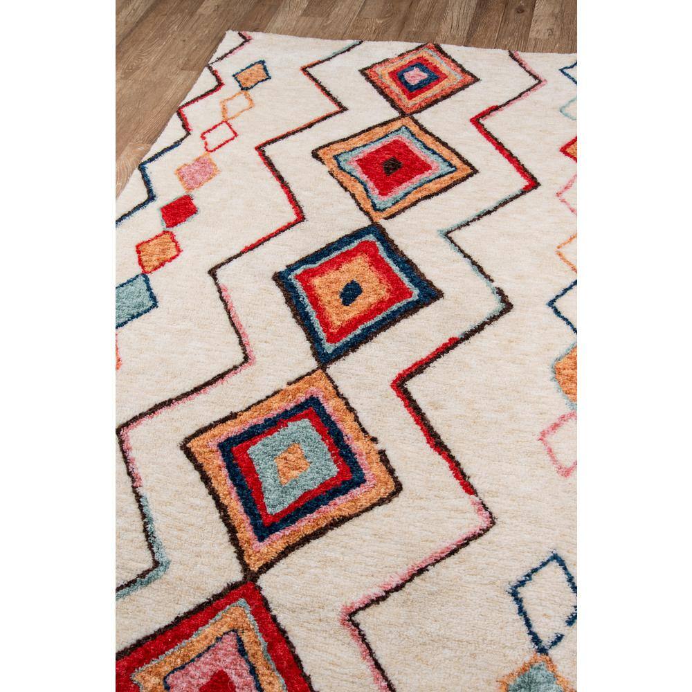 Vibrant Geometric Red Synthetic 7'6" x 9'6" Tufted Area Rug