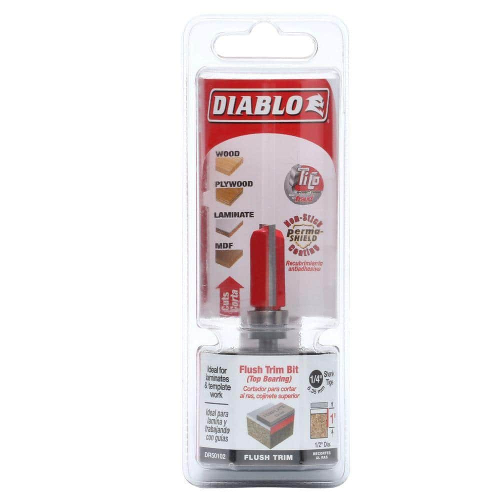 DIABLO 1/2 in. x 1 in. Top-Bearing Flush Trim Router Bit DR50102 - The Home Depot