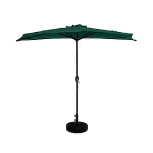 Fiji 9 ft. Market Half Patio Umbrella with Black Round Base in Dark Green