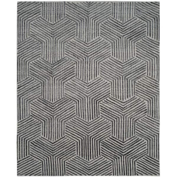Mirage 8 ft. x 10 ft. Light Gray/Charcoal High-Low Geometric Area Rug