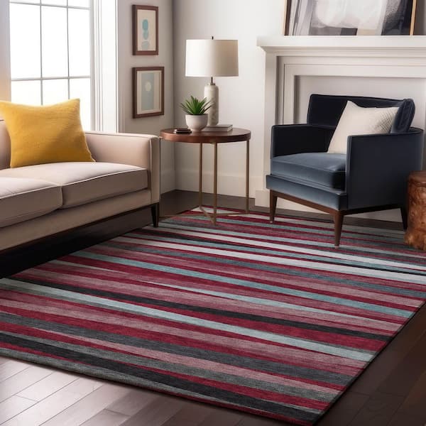 Mayfield Premium Machine Washable Abstract AMF997 Burgundy 9 ft. x 12 ft. Area Rug