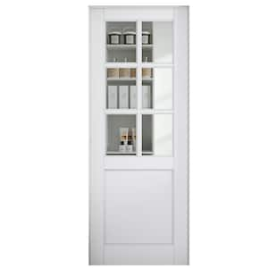 32 in. x 96 in. 6-Lite Clear Glass Right-Handed White Solid Core MDF Prehung Door with Quick Assemble Jamb Kit