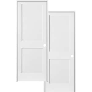 24 in. x 80 in. Craftsman Shaker Primed MDF 2-Panel Left-Hand Hybrid Core Wood Single Prehung Interior Door (2-Pack)