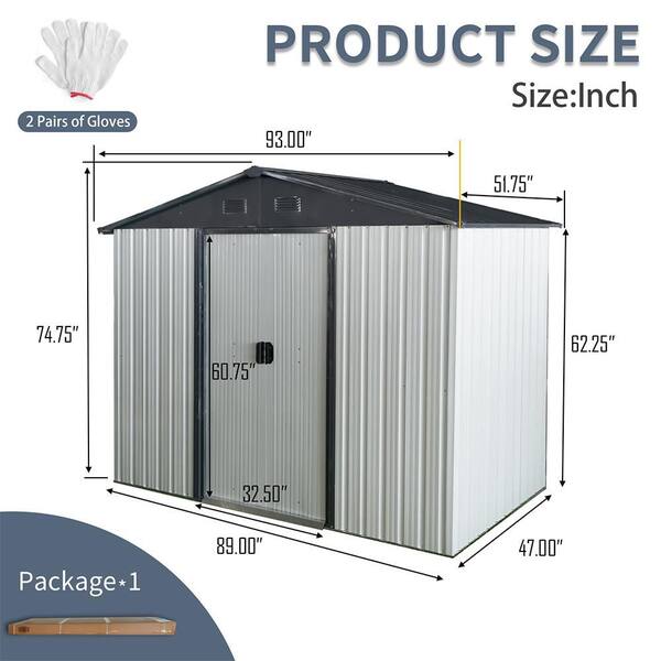 8 ft. W x 4 ft. D Metal Shed with Double Door (32 sq. ft. )