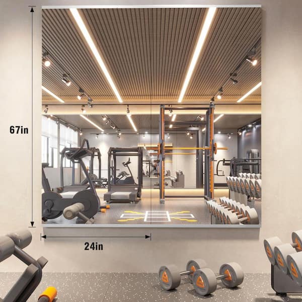 2-Pieces 24 in. W x 67 in. H Modern Rectangle Wall-Mounted Frameless Dance Mirror Garage Gym Mirror