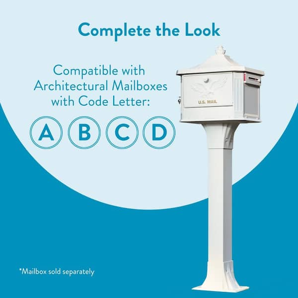 Callaway Adjustable, Aluminum, Top Mount, Mailbox Post, White