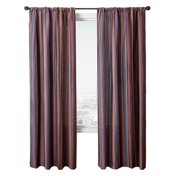null Semi-Opaque Stripe Purple Diplomat Rod Pocket Curtain - 54 in.W x 96 in. L