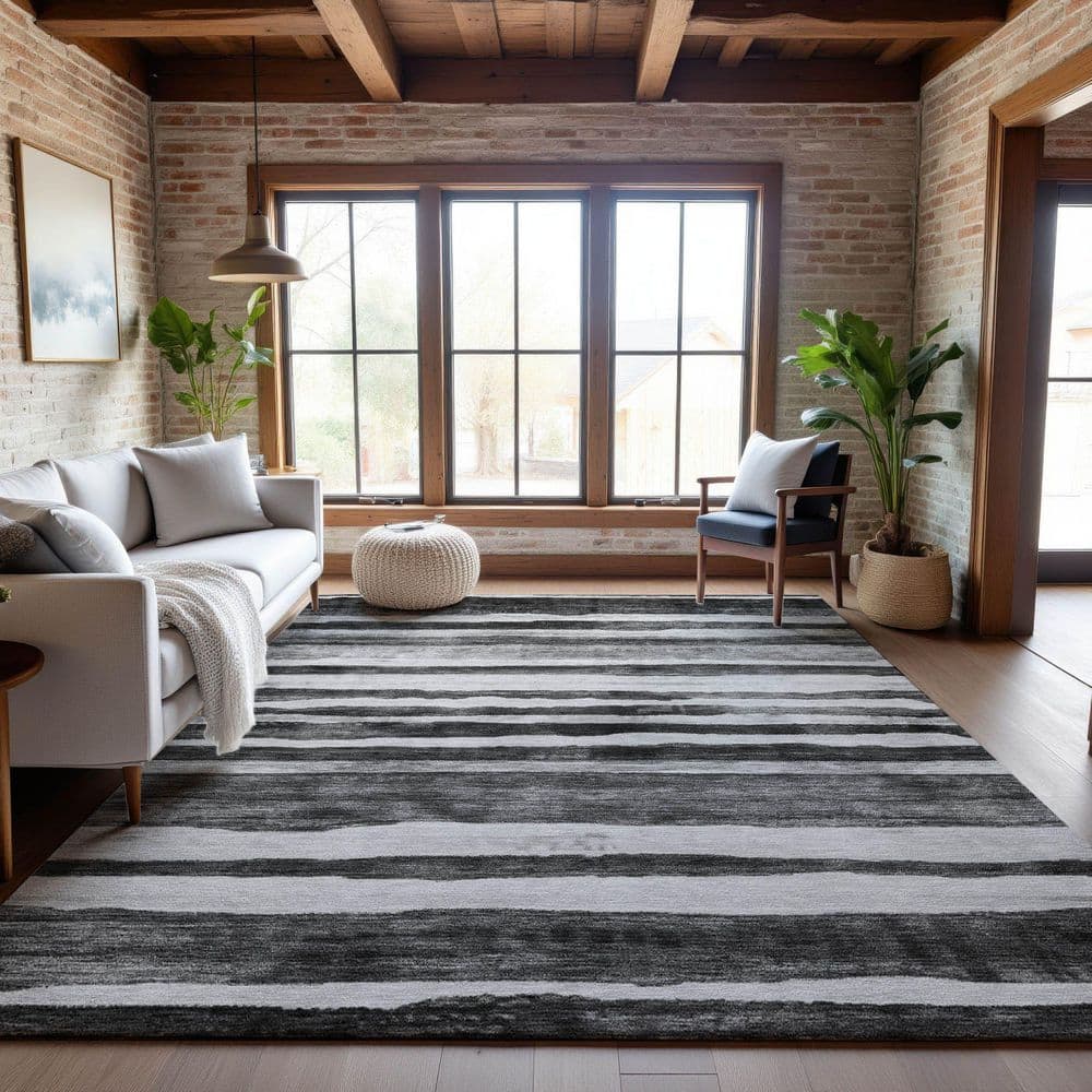 Mayfield Premium Machine Washable Abstract AMF1191 Charcoal 5 ft. x 7 ft. 6 in. Area Rug price history on PriceWatchPro