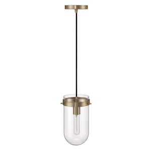 Atwood 1-Light Brushed Bronze Pendant Light with Clear Glass Shade