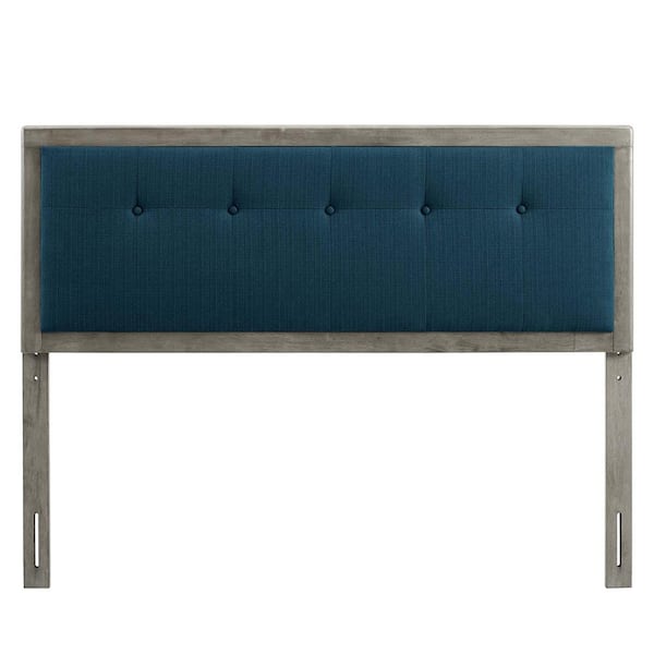 MODWAY Draper Gray Azure Tufted Twin Fabric and Wood Headboard