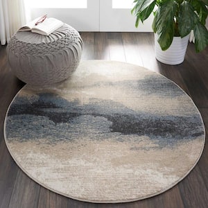 Maxell Flint 4 ft. x 4 ft. Abstract Contemporary Round Area Rug