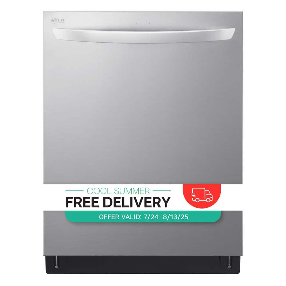 LG 24 in. in PrintProof Stainless Steel Top Control Dishwasher with Towel Bar, TrueSteam and QuadWash