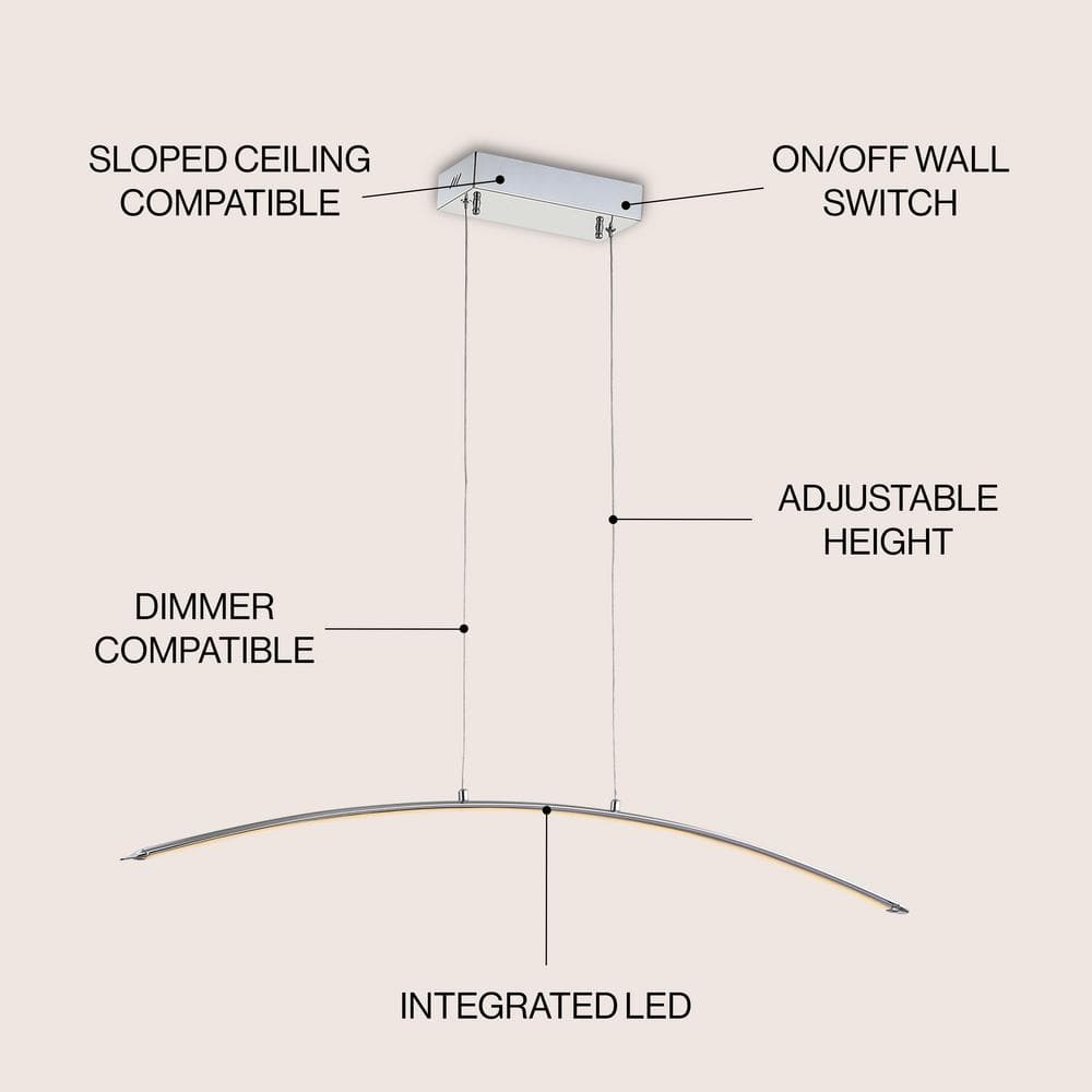 41.5" Chrome Adjustable LED Linear Pendant Light