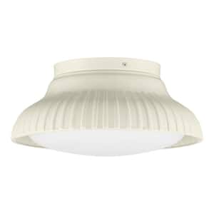 Wickford 12.13 in. 2-Light Glossy Cream Flush Mount with Opal Glass Inner Shade