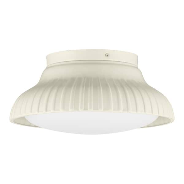 Home Decorators Collection Wickford 12.13 in. 2-Light Glossy Cream Flush Mount with Opal Glass Inner Shade