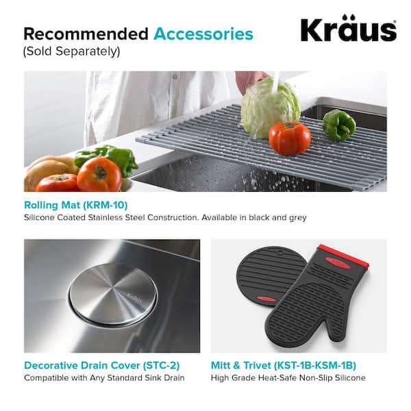 KRAUS Standart Single Stainless 32 Steel All-in-One Depot KHU100-32-1610-53SS Kitchen Undermount Steel with The Bowl Home PRO Sink Faucet Stainless in. in 