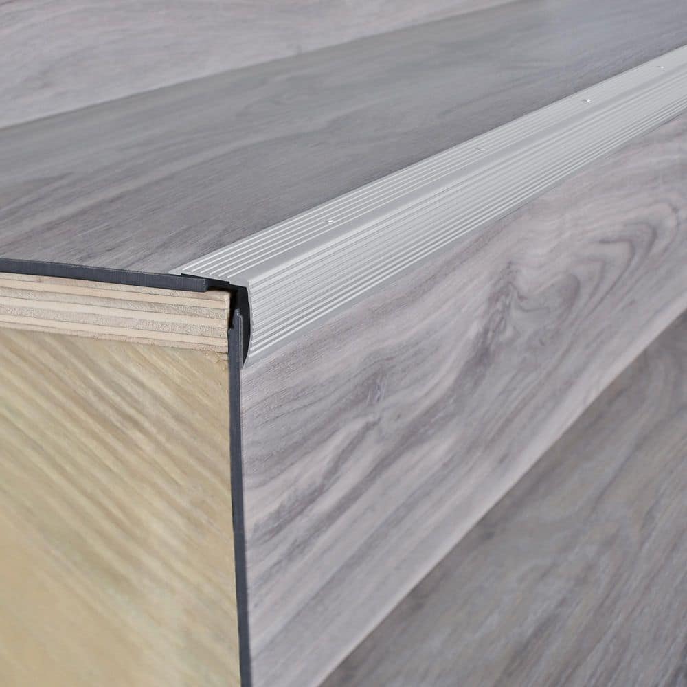 Silver Aluminum Fluted Stair Edge Moulding 73.63"